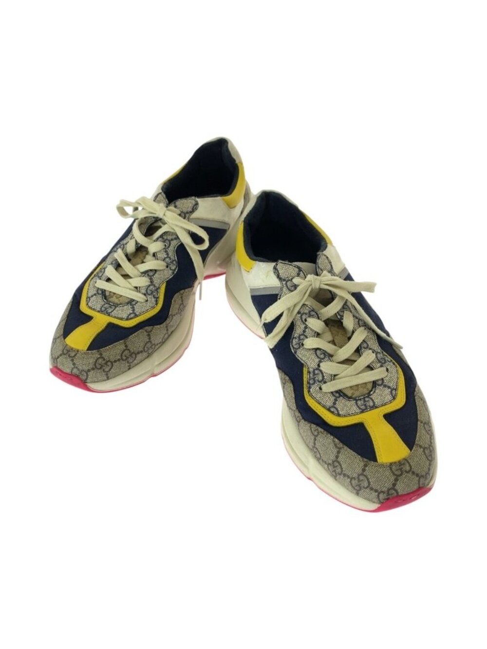 Gucci Rhyton Beige Multicolor GG Supreme Canvas Leather Rubber Sneakers